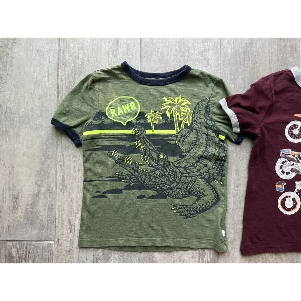 GAP Lot Set of 2 Boys Kid Youth Short Sleeve Casual Graphic T-Shirt School S 6-7